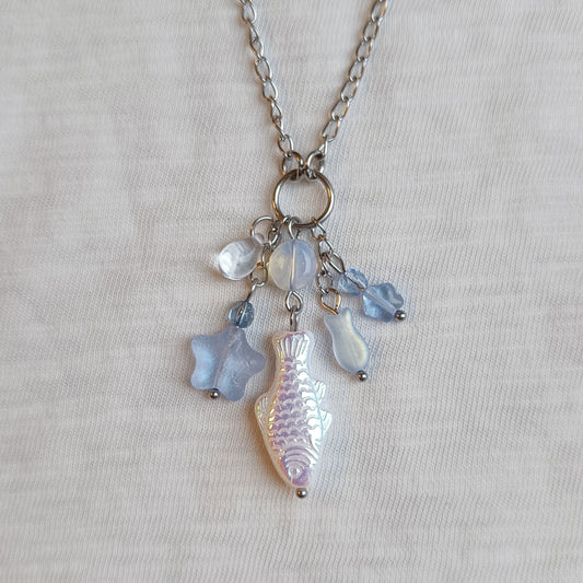 BLUE FISH CHARM NECKLACE