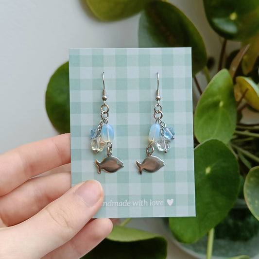 BLUE FISH EARRINGS - simple earrings